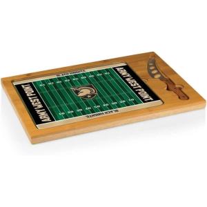 PICNIC TIME NCAA Icon Glass Top Cutting Board & Knife Set, Cheese Boards Charcuterie Boards, Serving Platter, (Parawood & Bamboo)(Army Black Knights)