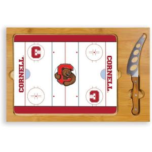 PICNIC TIME NCAA Icon Glass Top Cutting Board & Knife Set, Cheese Boards Charcuterie Boards, Serving Platter, (Parawood & Bamboo)(Cornell Big Red)