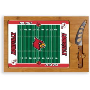 PICNIC TIME NCAA Icon Glass Top Cutting Board & Knife Set, Cheese Boards Charcuterie Boards, Serving Platter, (Parawood & Bamboo)(Louisville Cardinals)