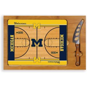 PICNIC TIME NCAA Icon Glass Top Cutting Board & Knife Set, Cheese Boards Charcuterie Boards, Serving Platter, (Parawood & Bamboo)(Michigan Wolverines 1)