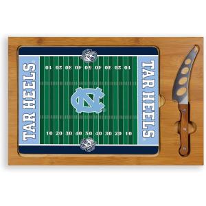 PICNIC TIME NCAA Icon Glass Top Cutting Board & Knife Set, Cheese Boards Charcuterie Boards, Serving Platter, (Parawood & Bamboo)(North Carolina Tar Heels)
