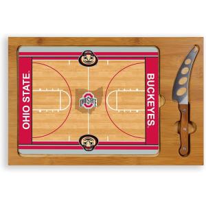 PICNIC TIME NCAA Icon Glass Top Cutting Board & Knife Set, Cheese Boards Charcuterie Boards, Serving Platter, (Parawood & Bamboo)(Ohio State Buckeyes)