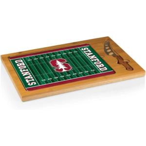 PICNIC TIME NCAA Icon Glass Top Cutting Board & Knife Set, Cheese Boards Charcuterie Boards, Serving Platter, (Parawood & Bamboo)(Stanford Cardinal)