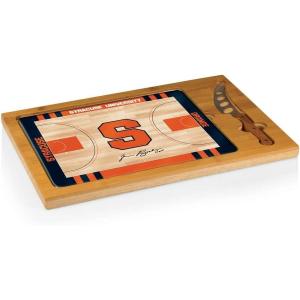 PICNIC TIME NCAA Icon Glass Top Cutting Board & Knife Set, Cheese Boards Charcuterie Boards, Serving Platter, (Parawood & Bamboo)(Syracuse Orange 1)