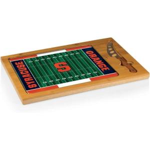 PICNIC TIME NCAA Icon Glass Top Cutting Board & Knife Set, Cheese Boards Charcuterie Boards, Serving Platter, (Parawood & Bamboo)(Syracuse Orange)