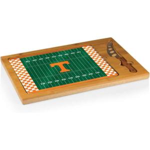 PICNIC TIME NCAA Icon Glass Top Cutting Board & Knife Set, Cheese Boards Charcuterie Boards, Serving Platter, (Parawood & Bamboo)(Tennessee Volunteers)
