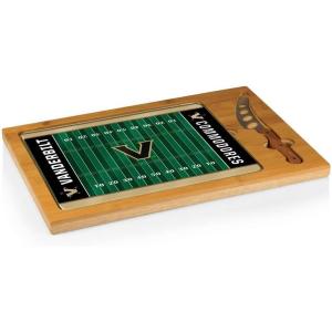 PICNIC TIME NCAA Icon Glass Top Cutting Board & Knife Set, Cheese Boards Charcuterie Boards, Serving Platter, (Parawood & Bamboo)(Vanderbilt Commodores)