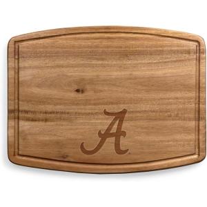 PICNIC TIME NCAA Ovale Acacia Cutting Board, Charcuterie Board Set with Juice Groove for SpillS, Wood Serving Platte, (Acacia Wood)(Alabama Crimson Tide)