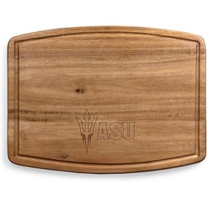 PICNIC TIME NCAA Ovale Acacia Cutting Board, Charcuterie Board Set with Juice Groove for SpillS, Wood Serving Platte, (Acacia Wood)(Arizona State Sun Devils)