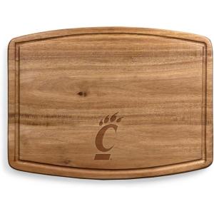 PICNIC TIME NCAA Ovale Acacia Cutting Board, Charcuterie Board Set with Juice Groove for SpillS, Wood Serving Platte, (Acacia Wood)(Cincinnati Bearcats)