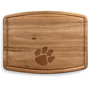 PICNIC TIME NCAA Ovale Acacia Cutting Board, Charcuterie Board Set with Juice Groove for SpillS, Wood Serving Platte, (Acacia Wood)(Clemson Tigers)