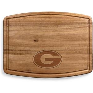 PICNIC TIME NCAA Ovale Acacia Cutting Board, Charcuterie Board Set with Juice Groove for SpillS, Wood Serving Platte, (Acacia Wood)(Georgia Bulldogs)