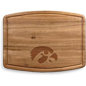 PICNIC TIME NCAA Ovale Acacia Cutting Board, Charcuterie Board Set with Juice Groove for SpillS, Wood Serving Platte, (Acacia Wood)(Iowa Hawkeyes)