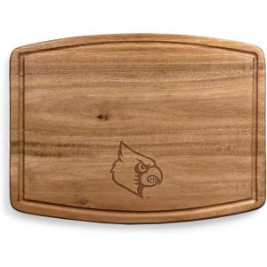 PICNIC TIME NCAA Ovale Acacia Cutting Board, Charcuterie Board Set with Juice Groove for SpillS, Wood Serving Platte, (Acacia Wood)(Louisville Cardinals)
