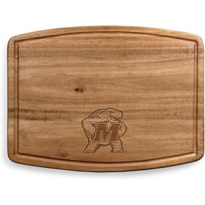 PICNIC TIME NCAA Ovale Acacia Cutting Board, Charcuterie Board Set with Juice Groove for SpillS, Wood Serving Platte, (Acacia Wood)(Maryland Terrapins)