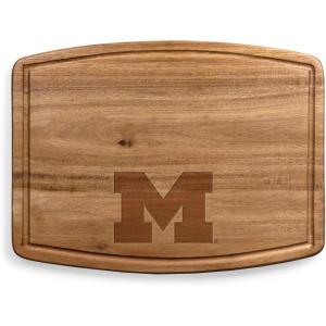 PICNIC TIME NCAA Ovale Acacia Cutting Board, Charcuterie Board Set with Juice Groove for SpillS, Wood Serving Platte, (Acacia Wood)(Michigan Wolverines)