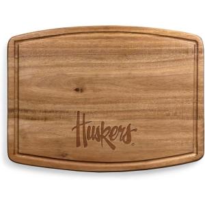 PICNIC TIME NCAA Ovale Acacia Cutting Board, Charcuterie Board Set with Juice Groove for SpillS, Wood Serving Platte, (Acacia Wood)(Nebraska Cornhuskers)