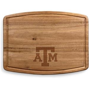 PICNIC TIME NCAA Ovale Acacia Cutting Board, Charcuterie Board Set with Juice Groove for SpillS, Wood Serving Platte, (Acacia Wood)(Texas A&M Aggies)