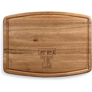 PICNIC TIME NCAA Ovale Acacia Cutting Board, Charcuterie Board Set with Juice Groove for SpillS, Wood Serving Platte, (Acacia Wood)(Texas Tech Red Raiders)
