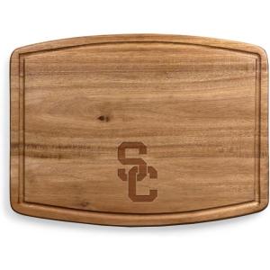 PICNIC TIME NCAA Ovale Acacia Cutting Board, Charcuterie Board Set with Juice Groove for SpillS, Wood Serving Platte, (Acacia Wood)(USC Trojans)