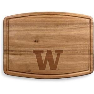 PICNIC TIME NCAA Ovale Acacia Cutting Board, Charcuterie Board Set with Juice Groove for SpillS, Wood Serving Platte, (Acacia Wood)(Washington Huskies)