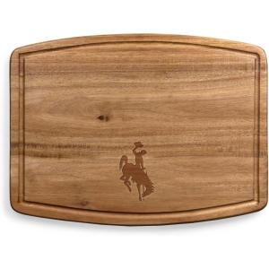 PICNIC TIME NCAA Ovale Acacia Cutting Board, Charcuterie Board Set with Juice Groove for SpillS, Wood Serving Platte, (Acacia Wood)(Wyoming Cowboys)