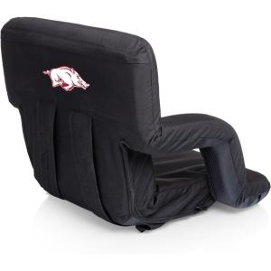 PICNIC TIME NCAA Ventura Reclining Stadium Back Support, Bleacher Seat, Beach Floor Chair(Black)
