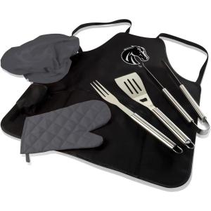 PICNIC TIME NCAA unisex-adult Ncaa Bbq Apron Tote Pro Grill Set(Black With Gray Accents)