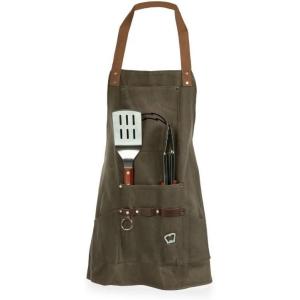 PICNIC TIME NFL BBQ Apron with Tools & Bottle Opener, (Khaki Green with Beige Accents)(Los Angeles Chargers)