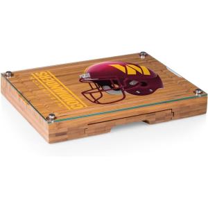 PICNIC TIME NFL Concerto Glass Top Cheese Board and Knife Set – Charcuterie Board Set – Glass Top Cutting Board, (Bamboo)(Washington Commanders)