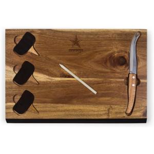 PICNIC TIME NFL Delio Cheese Board and Knife Set – Charcuterie Board Set – Acacia Wood Cutting Board with Cheese Knife and Markers(Dallas Cowboys)