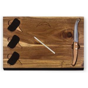 PICNIC TIME NFL Delio Cheese Board and Knife Set – Charcuterie Board Set – Acacia Wood Cutting Board with Cheese Knife and Markers(Los Angeles Chargers)