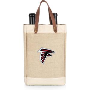 PICNIC TIME NFL Pinot – Jute 2 Bottle Insulated Wine Bag – Wine Tote Bag – Wine Gift Bag, (Beige)(Atlanta Falcons)