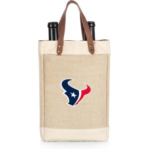 PICNIC TIME NFL Pinot – Jute 2 Bottle Insulated Wine Bag – Wine Tote Bag – Wine Gift Bag, (Beige)(Houston Texans)