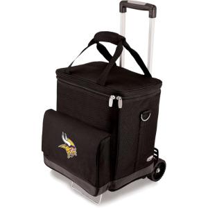 PICNIC TIME NFL Unisex-Adult NFL Cellar 6-Bottle Wine Carrier & Cooler Tote with Trolley(Minnesota Vikings)
