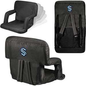 PICNIC TIME NHL Buffalo Sabres Ventura Reclining Stadium Seat with Back Support – Bleacher Seat – Beach Floor Chair(Black)