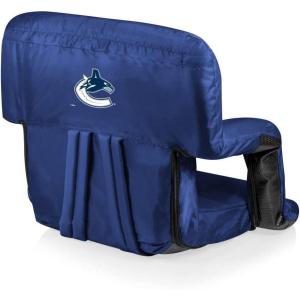 PICNIC TIME NHL Columbus Blue Jackets Ventura Reclining Stadium Seat with Back Support – Bleacher Seat – Beach Floor Chair(Navy Blue)