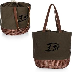 PICNIC TIME NHL Coronado Canvas and Willow Basket, Picnic Bag, Beach Tote(Khaki Green)