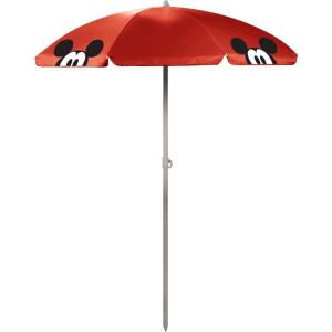PICNIC TIME Outdoor Canopy Sunshade Beach Umbrella 5.5′, Small Patio Umbrella, Beach Chair Umbrella(Disney Mickey Mouse – Red)