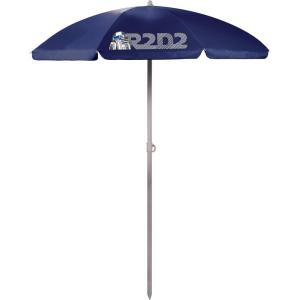 PICNIC TIME Outdoor Canopy Sunshade Beach Umbrella 5.5′, Small Patio Umbrella, Beach Chair Umbrella(Star Wars R2-D2 – Navy Blue)