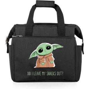PICNIC TIME Star Wars Mandalorian Grogu On The Go Lunch Bag, Soft Cooler Lunch Box, Insulated Lunch Bag, (Heathered Gray) 10 x 6 x 10.5(Star Wars Mandalorian Grogu Snacks Out – Black)