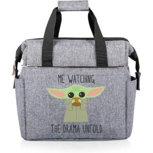 PICNIC TIME Star Wars Mandalorian Grogu On The Go Lunch Bag, Soft Cooler Lunch Box, Insulated Lunch Bag, (Heathered Gray) 10 x 6 x 10.5(Star Wars Mandalorian Grogu Drama – Heathered Gray)