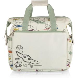 PICNIC TIME Star Wars Mandalorian Grogu On The Go Lunch Bag, Soft Cooler Lunch Box, Insulated Lunch Bag, (Heathered Gray) 10 x 6 x 10.5(Star Wars Mandalorian Grogu – Cream with Floral Pattern)