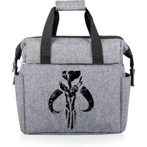 PICNIC TIME Star Wars Mandalorian Grogu On The Go Lunch Bag, Soft Cooler Lunch Box, Insulated Lunch Bag, (Heathered Gray) 10 x 6 x 10.5(Star Wars Mandalorian Mythosaur Skull – Heathered Gray)