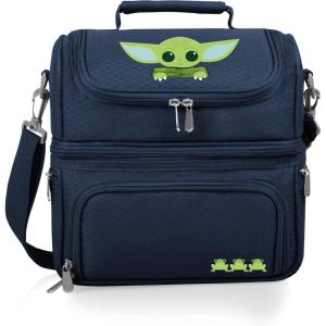 PICNIC TIME Star Wars Mandalorian Grogu Pranzo Lunch Bag, Insulated Lunch Box with Utensil Set, Lunch Cooler Bag, (Black)(Star Wars Mandalorian Grogu – Navy Blue)
