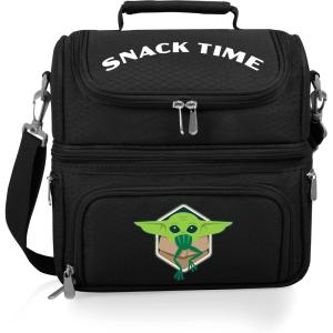 PICNIC TIME Star Wars Mandalorian Grogu Pranzo Lunch Bag, Insulated Lunch Box with Utensil Set, Lunch Cooler Bag, (Black)(Star Wars Mandalorian Grogu Snack Time – Black)