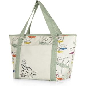 PICNIC TIME Star Wars Tote Cooler Bag, Soft Cooler Bag, Picnic Cooler(Star Wars Mandalorian Grogu – Cream with Floral Pattern)