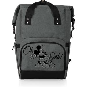Picnic TIME – Star Wars Celebration OTG Roll-Top Cooler Backpack, Hiking Backpack Cooler, Soft Cooler Bag, (Heathered Gray)(Disney Mickey Mouse – Heathered Gray)