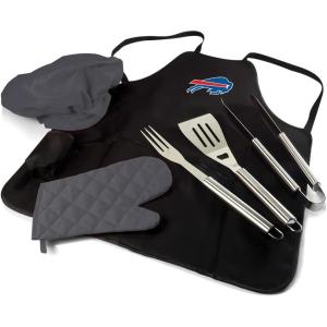 Picnic TIME BBQ Apron Tote Pro Grill Set, (Black with Gray Accents)(Buffalo Bills)