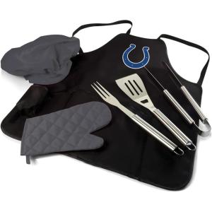 Picnic TIME BBQ Apron Tote Pro Grill Set, (Black with Gray Accents)(Indianapolis Colts)